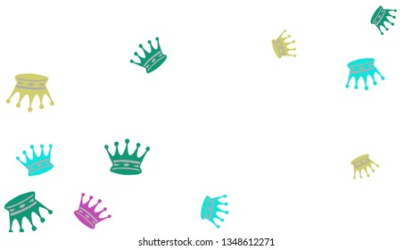 Elegant vector background with colored crowns. Simple gentle template for the card, invitation, printing. Fashionable decoration with beautiful crowns.
