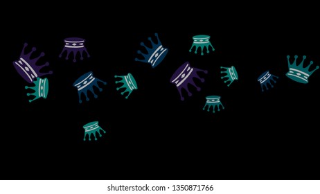 Elegant vector background with colored crowns. Simple gentle template for the card, invitation, printing. Fashionable decoration with beautiful crowns.
