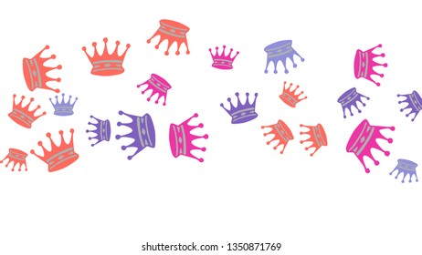 Elegant vector background with colored crowns. Simple gentle template for the card, invitation, printing. Fashionable decoration with beautiful crowns.
