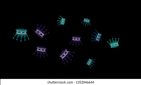 Elegant vector background with colored crowns. Simple gentle template for the card, invitation, printing. Fashionable decoration with beautiful crowns.
