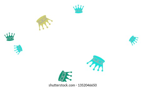 Elegant vector background with colored crowns. Simple gentle template for the card, invitation, printing. Fashionable decoration with beautiful crowns.
