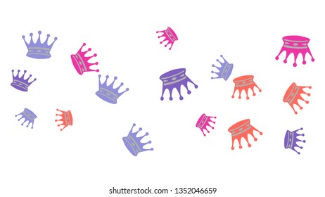 Elegant vector background with colored crowns. Simple gentle template for the card, invitation, printing. Fashionable decoration with beautiful crowns.

