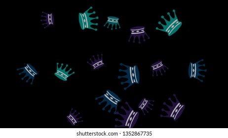 Elegant vector background with colored crowns. Simple gentle template for the card, invitation, printing. Fashionable decoration with beautiful crowns.
