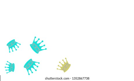 Elegant vector background with colored crowns. Simple gentle template for the card, invitation, printing. Fashionable decoration with beautiful crowns.
