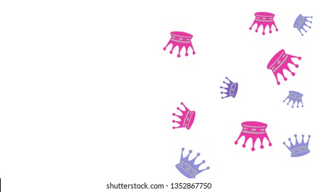 Elegant vector background with colored crowns. Simple gentle template for the card, invitation, printing. Fashionable decoration with beautiful crowns.
