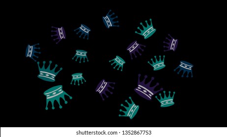 Elegant vector background with colored crowns. Simple gentle template for the card, invitation, printing. Fashionable decoration with beautiful crowns.
