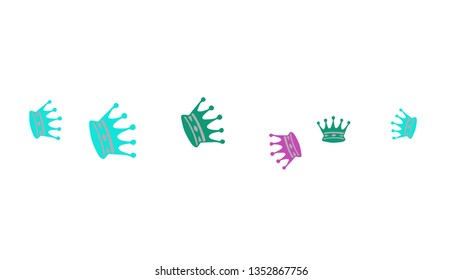 Elegant vector background with colored crowns. Simple gentle template for the card, invitation, printing. Fashionable decoration with beautiful crowns.
