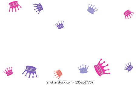 Elegant vector background with colored crowns. Simple gentle template for the card, invitation, printing. Fashionable decoration with beautiful crowns.
