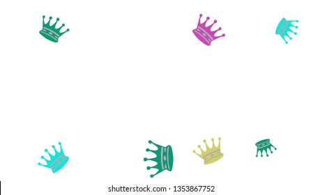 Elegant vector background with colored crowns. Simple gentle template for the card, invitation, printing. Fashionable decoration with beautiful crowns.
