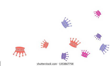 Elegant vector background with colored crowns. Simple gentle template for the card, invitation, printing. Fashionable decoration with beautiful crowns.
