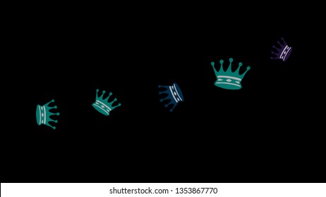 Elegant vector background with colored crowns. Simple gentle template for the card, invitation, printing. Fashionable decoration with beautiful crowns.
