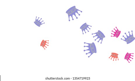 Elegant vector background with colored crowns. Simple gentle template for the card, invitation, printing. Fashionable decoration with beautiful crowns.
