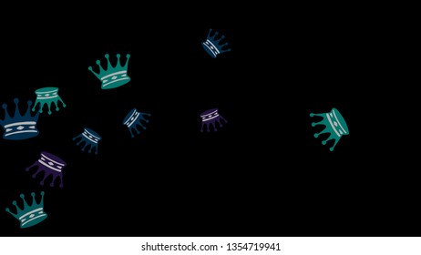 Elegant vector background with colored crowns. Simple gentle template for the card, invitation, printing. Fashionable decoration with beautiful crowns.
