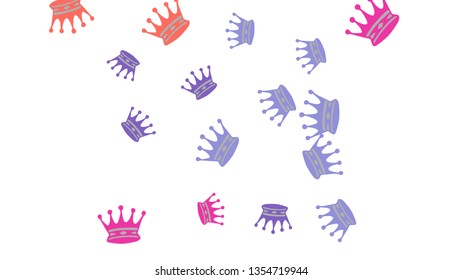 Elegant vector background with colored crowns. Simple gentle template for the card, invitation, printing. Fashionable decoration with beautiful crowns.
