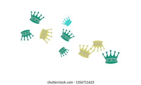 Elegant vector background with colored crowns. Simple gentle template for the card, invitation, printing. Fashionable decoration with beautiful crowns.
