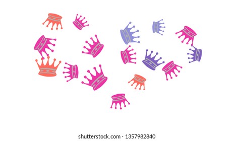 Elegant vector background with colored crowns. Simple gentle template for the card, invitation, printing. Fashionable decoration with beautiful crowns.
