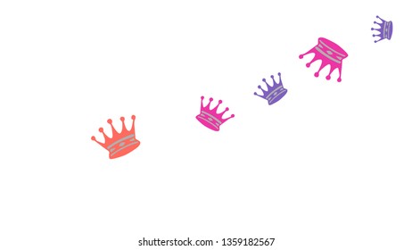 Elegant vector background with colored crowns. Simple gentle template for the card, invitation, printing. Fashionable decoration with beautiful crowns.
