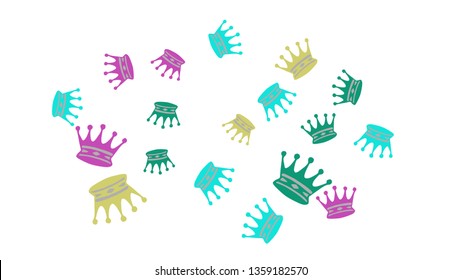 Elegant vector background with colored crowns. Simple gentle template for the card, invitation, printing. Fashionable decoration with beautiful crowns.
