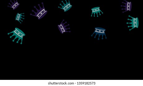 Elegant vector background with colored crowns. Simple gentle template for the card, invitation, printing. Fashionable decoration with beautiful crowns.
