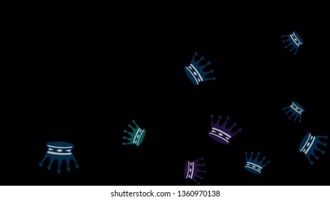 Elegant vector background with colored crowns. Simple gentle template for the card, invitation, printing. Fashionable decoration with beautiful crowns.
