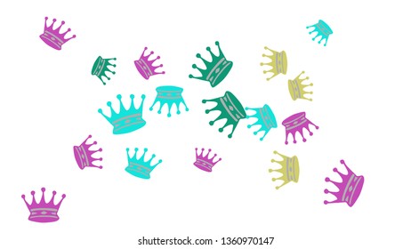 Elegant vector background with colored crowns. Simple gentle template for the card, invitation, printing. Fashionable decoration with beautiful crowns.
