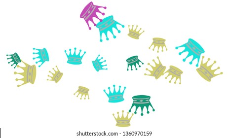 Elegant vector background with colored crowns. Simple gentle template for the card, invitation, printing. Fashionable decoration with beautiful crowns.
