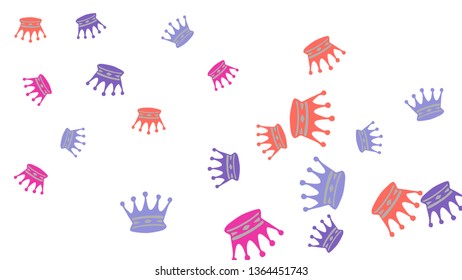Elegant vector background with colored crowns. Simple gentle template for the card, invitation, printing. Fashionable decoration with beautiful crowns.
