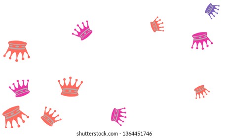 Elegant vector background with colored crowns. Simple gentle template for the card, invitation, printing. Fashionable decoration with beautiful crowns.
