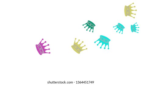 Elegant vector background with colored crowns. Simple gentle template for the card, invitation, printing. Fashionable decoration with beautiful crowns.
