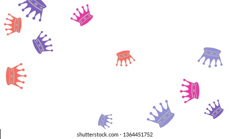 Elegant vector background with colored crowns. Simple gentle template for the card, invitation, printing. Fashionable decoration with beautiful crowns.

