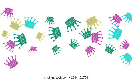 Elegant vector background with colored crowns. Simple gentle template for the card, invitation, printing. Fashionable decoration with beautiful crowns.
