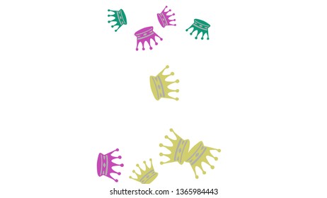 Elegant vector background with colored crowns. Simple gentle template for the card, invitation, printing. Fashionable decoration with beautiful crowns.
