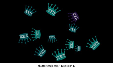 Elegant vector background with colored crowns. Simple gentle template for the card, invitation, printing. Fashionable decoration with beautiful crowns.
