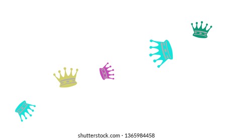 Elegant vector background with colored crowns. Simple gentle template for the card, invitation, printing. Fashionable decoration with beautiful crowns.
