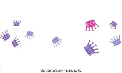 Elegant vector background with colored crowns. Simple gentle template for the card, invitation, printing. Fashionable decoration with beautiful crowns.
