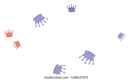 Elegant vector background with colored crowns. Simple gentle template for the card, invitation, printing. Fashionable decoration with beautiful crowns.
