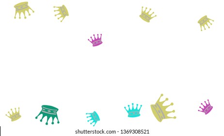 Elegant vector background with colored crowns. Simple gentle template for the card, invitation, printing. Fashionable decoration with beautiful crowns.
