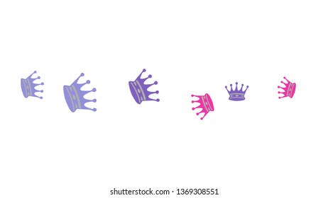 Elegant vector background with colored crowns. Simple gentle template for the card, invitation, printing. Fashionable decoration with beautiful crowns.
