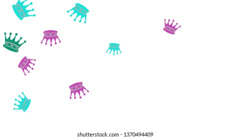 Elegant vector background with colored crowns. Simple gentle template for the card, invitation, printing. Fashionable decoration with beautiful crowns.
