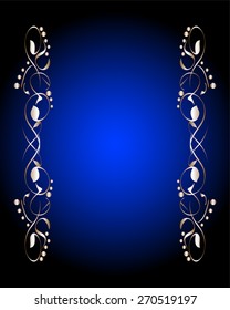 An elegant vector background in dark blue with gold trim