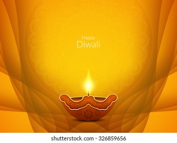 Elegant vector background design for Diwali festival with beautiful lamp.