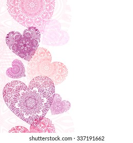 Elegant vector background with lace hearts