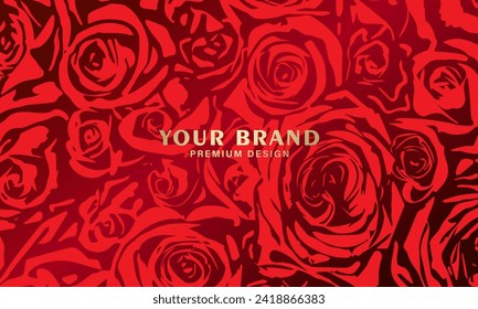 Elegant vector background with red flowers pattern. Modern premium gradient illustration for cover design, card, flyer, poster, luxe invite, wedding card, prestigious voucher and invitation. Roses.