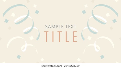 Elegante fondo de Vector con cintas y confeti: Plantilla suave en tonos pastel con espacio para el título o el mensaje