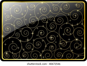 Elegant vector background with rounded corners. Swirl ornament,stars and background on separated layers,easy to edit.