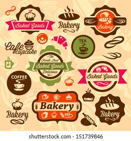 Elegant Vector Bakery Labels And Badges Set. All elements are grouped.