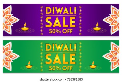 Elegant vector banner set for indian festival diwali celebrations. Can be used for advertisement, poster, banner and backgrounds. (Translation - Happy Diwali)