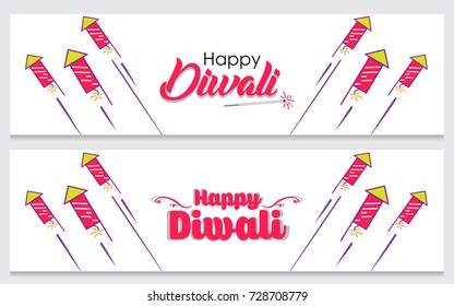 Elegant vector banner set for indian festival diwali celebrations. Can be used for advertisement, poster, banner and backgrounds. (Translation - Happy Diwali)