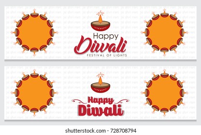 Elegant vector banner set for indian festival diwali celebrations. Can be used for advertisement, poster, banner and backgrounds. (Translation - Happy Diwali)