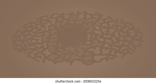Elegant vector beige-brown texture with an unusual pattern in the middle. Abstract flesh-colored background with streaks. Luxury template for your design.